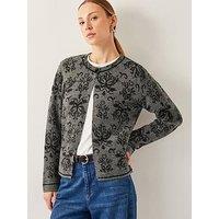 Monsoon Jess Jacquard Cardigan - Grey