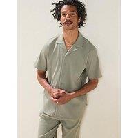 Very Man Jersey Rib Revere Shirt - Sage