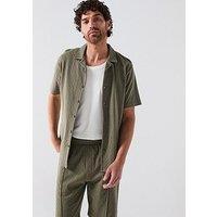 Very Man Jersey Texture Revere Shirt - Khaki