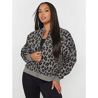 Yours Curve Oversized Sweat Bomber - Grey