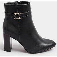 Yours Extra Wide Fit Trim Detail Block Ankle Boot - Black