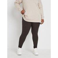 Yours Curve Ribbed Legging - Brown