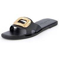 V By Very Leather Strappy Sandal - Black