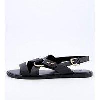 V By Very Wide Fit Leather Strappy Sandal - Black