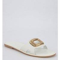 V By Very Large Metal Eyelet Slider - White