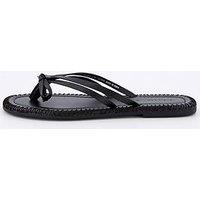 Everyday Leather Bow Toe Post Sandals - Black