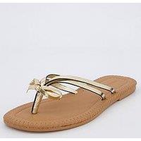 Everyday Leather Bow Toe Post Sandal - Gold