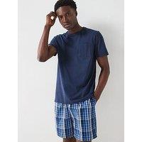Very Man Cotton Blend Check Pyjama Short And T-Shirt - Blue