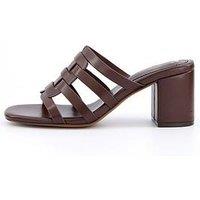 V By Very Block Heel Mule Sandal - Choc