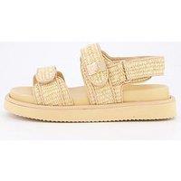 V By Very Wide Fit Raffia Double Buckle Footbed - Natural
