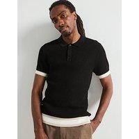 Very Man Knitted Tipped Polo Shirt - Black