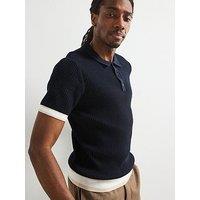 Very Man Knitted Tipped Polo Shirt - Navy