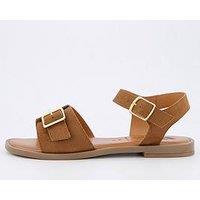 V By Very Comfort Wide Fit Comfort Sandal With Buckle - Brown