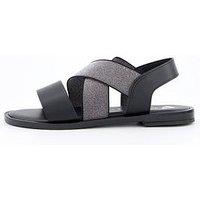 V By Very Comfort Wide Fit Comfort Elastic Flat Sandals - Black