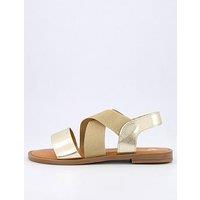 V By Very Comfort Wide Fit Comfort Elastic Flat Sandals - Gold