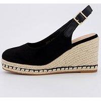 V By Very Wide Fit Close Toe Wedge Sling Back - Black