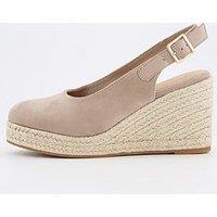 V By Very Wide Fit Closed Toe Wedge Sling Back - Taupe