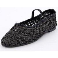 V By Very Wide Fit Mesh Ballerina - Black