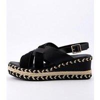 V By Very Wide Fit Wedge Sandal - Black