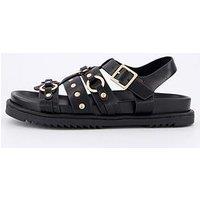 V By Very Metal Trim Footbed Sandal - Black