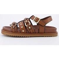 V By Very Metal Trim Footbed Sandal - Tan