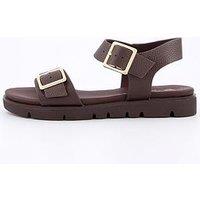 V By Very Comfort Comfort Double Buckle Sandals - Brown
