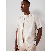 Very Man Short Sleeve Revere Stripe Shirt - Natural