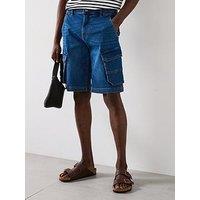Very Man Relaxed Denim Cargo Shorts - Blue
