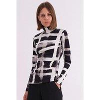 Religion Edge Roll Neck Top In Abstract Monochrome Hero Print
