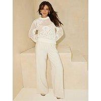 Michelle Keegan Applique Open Knit Jumper - Cream