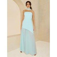 Michelle Keegan Bandeau Dress With Neck Scarf - Blue