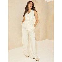Michelle Keegan Wide Leg Trouser Co-Ord - Cream
