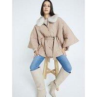 River Island Quilted Cape - Beige