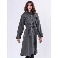 Religion Spirit Maxi Trench Coat With Draped Double Layer And Belt