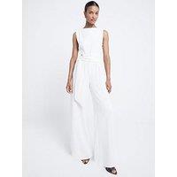 River Island Belted Snitch Waist Jumpsuit - Cream