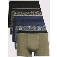 Everyday 5 Pack Printed Trunk - Black/Khaki