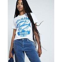 River Island Sicilian Fish Shrunken Tee - White