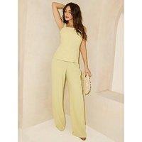 Michelle Keegan Pleated Detail Strappy Top - Green