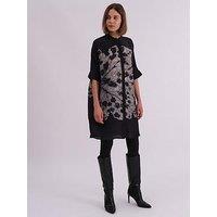 Religion Twist Oversized Tunic Dress With Large Leopard Leaf Print