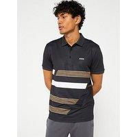 Boss Paddy Tape Corporate Print Regular Fit Polo Shirt- Black