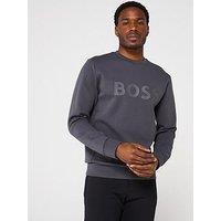 Boss Salbo Chest Logo Crew Neck Sweatshirt - Dark Grey