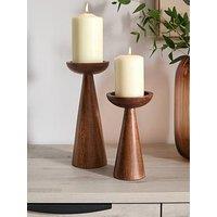 The Very Collection Set Of 2 Wooden Pillar Candle Holders