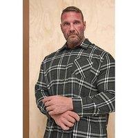 Badrhino Big & Tall Long Sleeve Checked Shirt - Grey