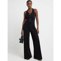 River Island Halterneck Waistcoat Jumpsuit - Black