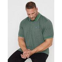 Badrhino Big & Tall Fine Stripe Polo Shirt - Green