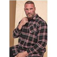 Badrhino Big & Tall Long Sleeve Checked Shirt - Black