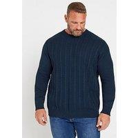 Badrhino Cable Crew Neck Knitted Jumper - Blue