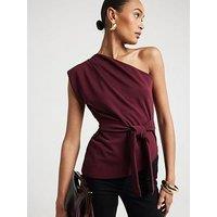 River Island Asymmetric Belted Top - Dark Red