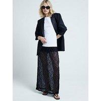 River Island Lace Crinkle Maxi Skirt - Black