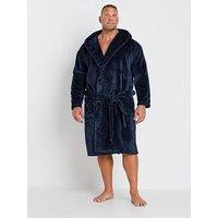 Badrhino Honeycomb Fleece Hooded Dressing Gown - Blue